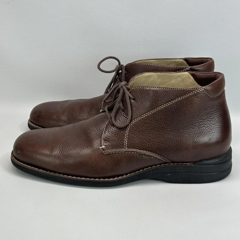 Johnston & Murphy Mens 12M Brown Sheepskin Leather Chukka Boots Lace Up Brazil